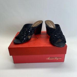Women's Slip On Black Sandals heels Shoes Donald J. Pliner